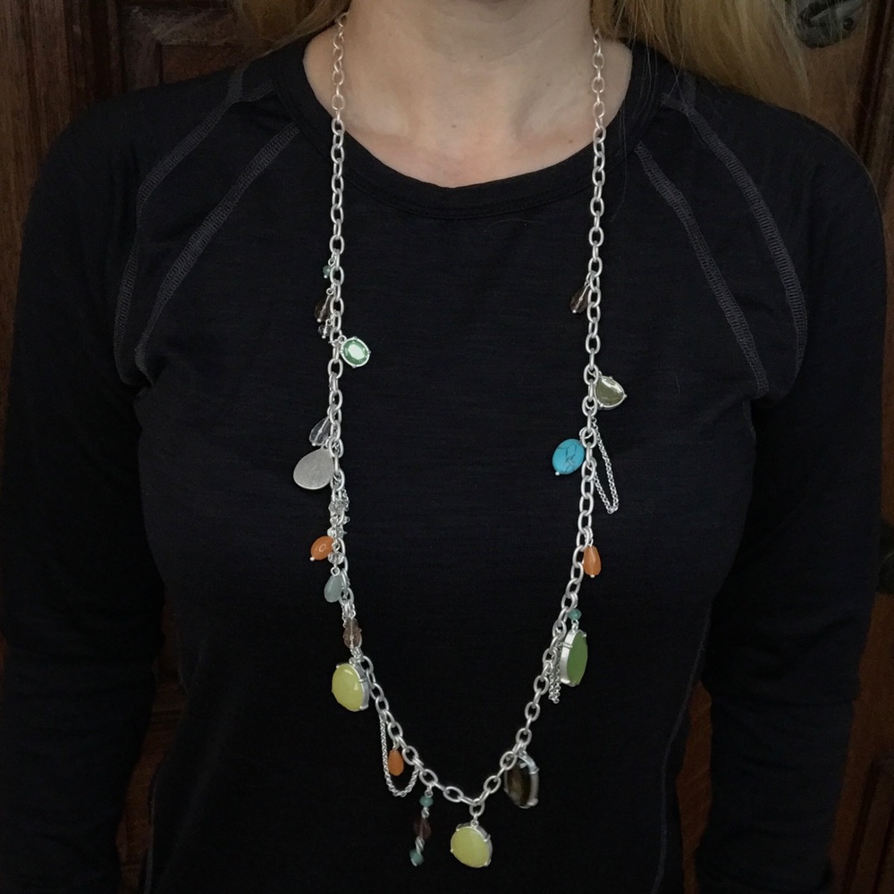 Price Drop! Long necklace multicolored stones